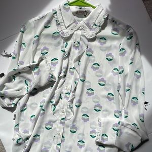 Sunday Best White Floral Button Up S